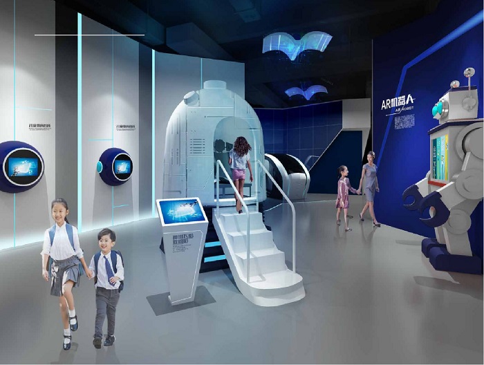 小朋友體驗AR機器人和航天飛行器 小朋友體驗AR機器人和航天飛行器